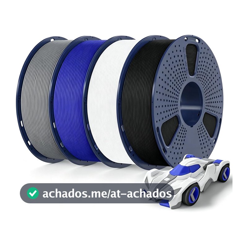 Creatorally Filamento PLA Fosco 1,75mm 250g 4 Cores Preto Cinza Branco Azul