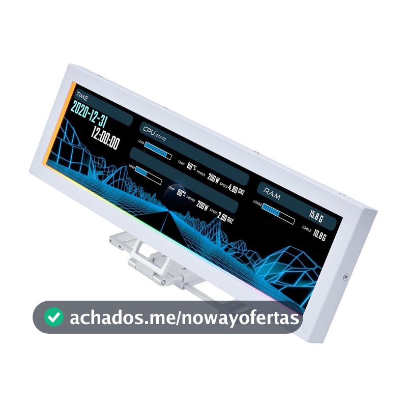 Lian Li Tela 8.8" Ultrawide para Gabinete, Display IPS LCD 1920x480, USB Plug & Play, ARGB Sincronizável, Suporte 120/140mm, Branco SM088W