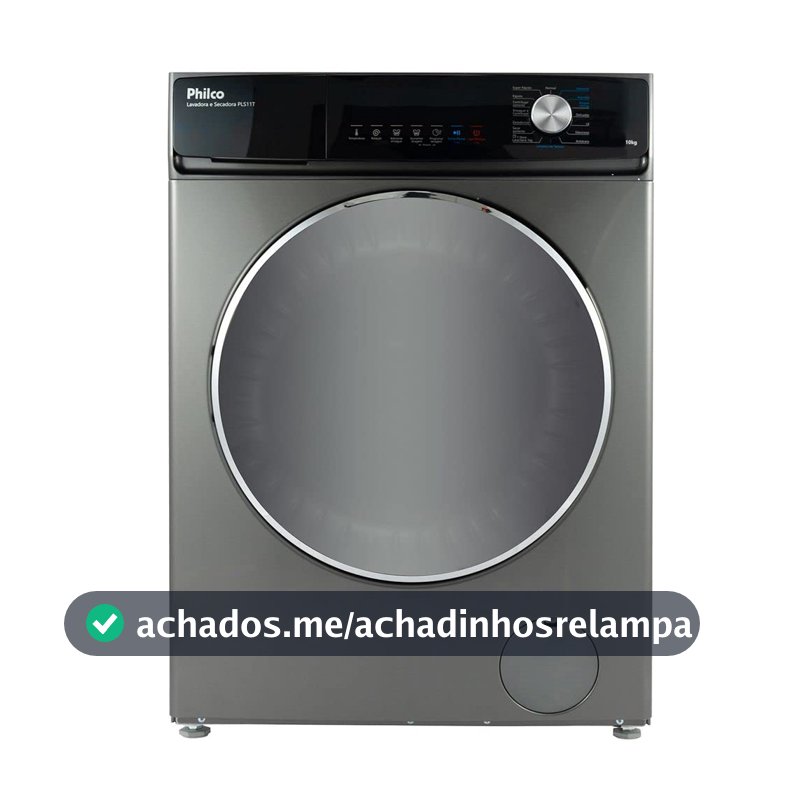 Lava e Seca 16 Programas Eco Inverter Philco 10 kg Inox Pls11t - 110v