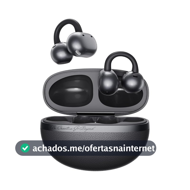 Fone de ouvido sem fio QCY Crossky C50, Bluetooth 6.0, 35 horas de reprodução, leves e confortáveis para usar em corrida/fitness, adequados para orelhas pequenas, à prova d'água IPX5(Preto)