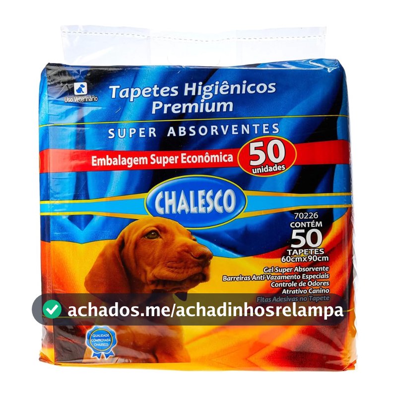 Chalesco Tapete Higiênico Premium para Cães 90 x 60 cm – Super Absorção, Controle de Odores e Base Antivazamento