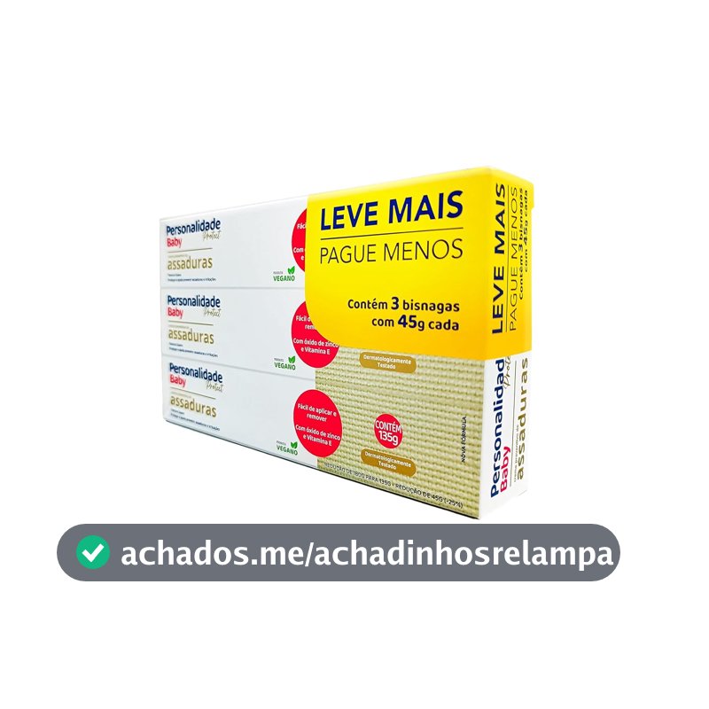 Creme para Assaduras Personalidade Baby, 45g, Pack com 3 Unidades