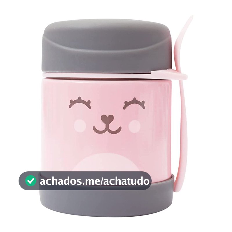 Pote Térmico com Colher Buba Gumy, Rosa