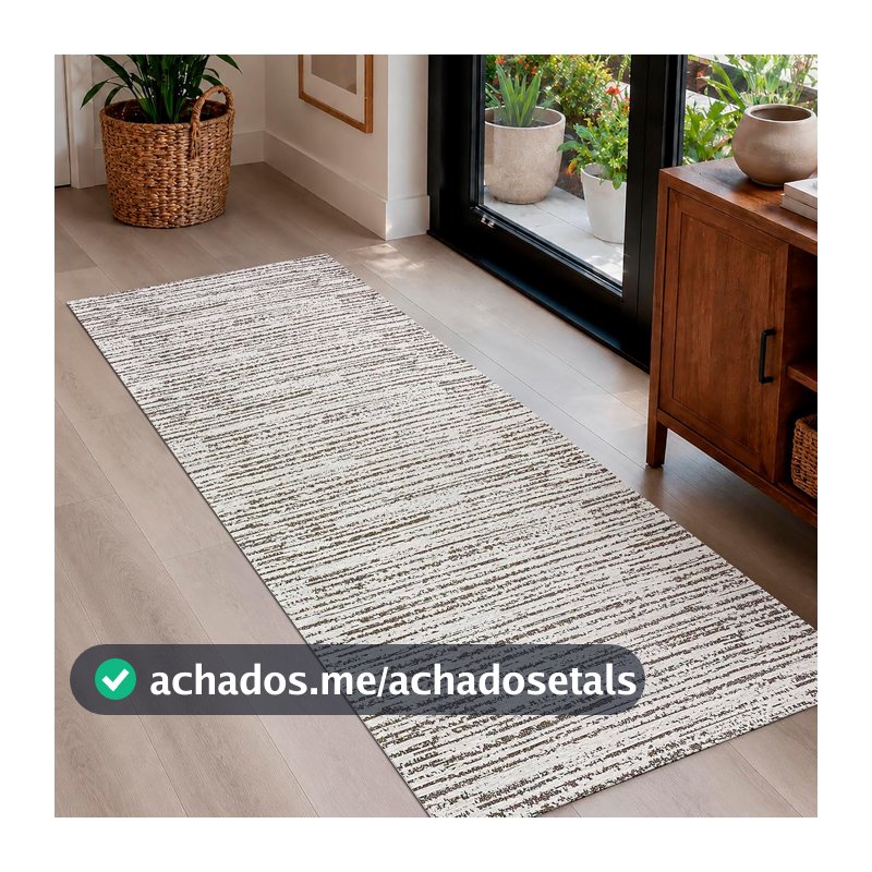 Tapete Cozinha Antiderrapante 1,30m x 45cm Passadeira Emborrachada Quarto Corredor Banheiro Decoração Rústica Sem Pelo Artesanal de Tear Jacquard Lavável