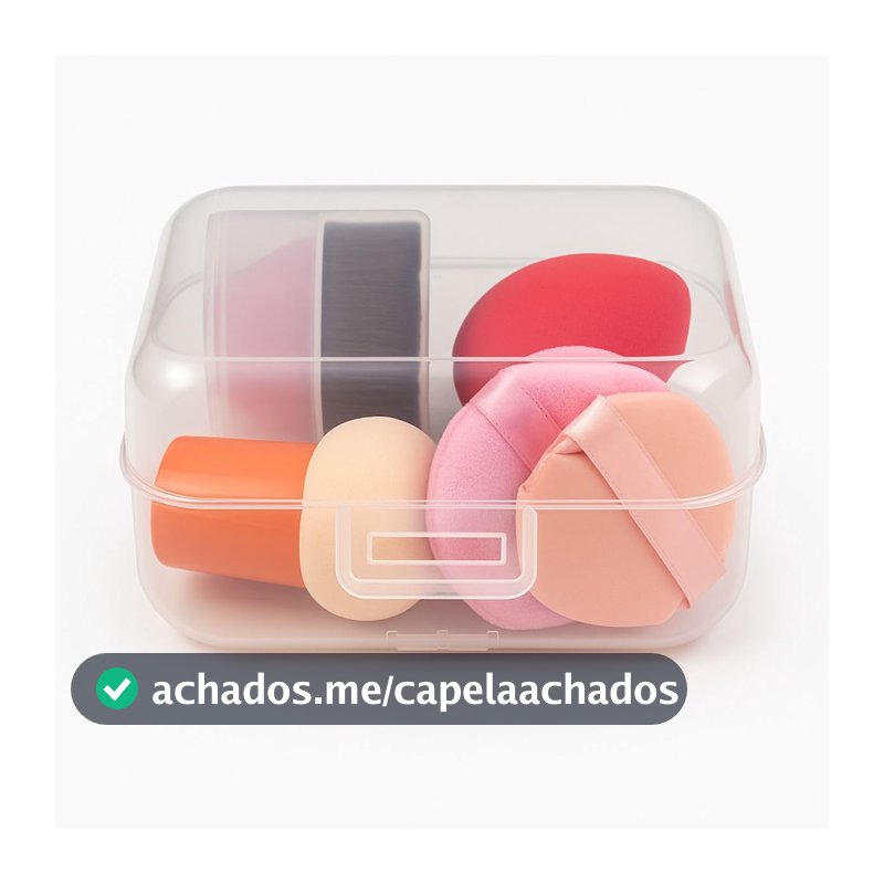 Kit Completo Maquiagem Premium com Esponjas Gota Cogumelo Puffs Aveludados Pincel Kabuki Profissional Estojo Organizador
