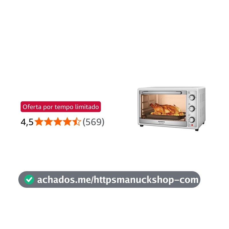 MONDIAL Forno Elétrico 52L Grand Family II, Branco/Inox, 1800W, 220V - FRN-52-W