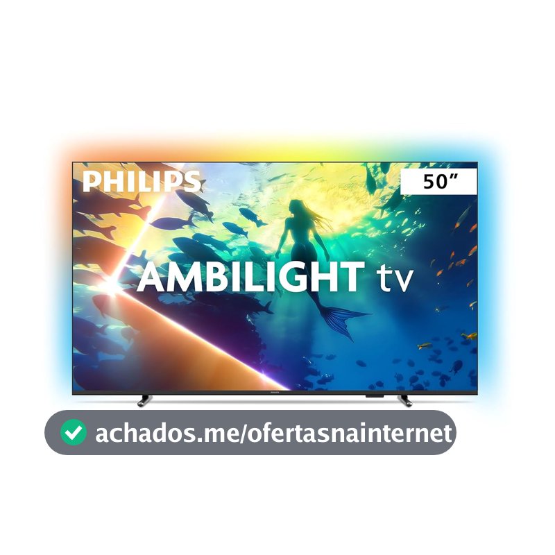PHILIPS, Smart TV Ambilight 50" 4K, Titan OS, 50PUG8100/78, Comando de Voz, HDR10+/Dolby Atmos, VRR/ALLM, Bluetooth