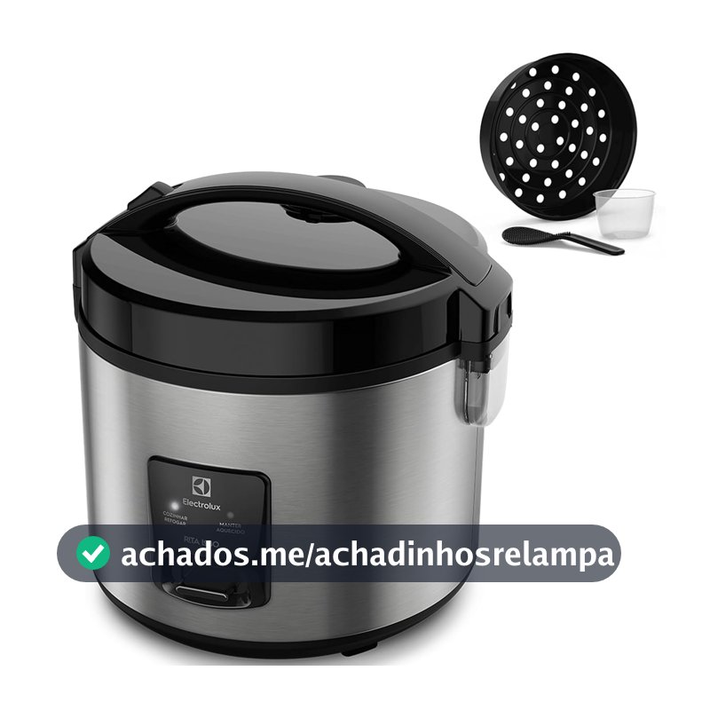 Panela Elétrica Electrolux vapor arroz capacidade 3,5L 10 xícaras 2 em 1 timer panela removivel antiaderente tampa ERC20 inox 220v por Rita Lobo