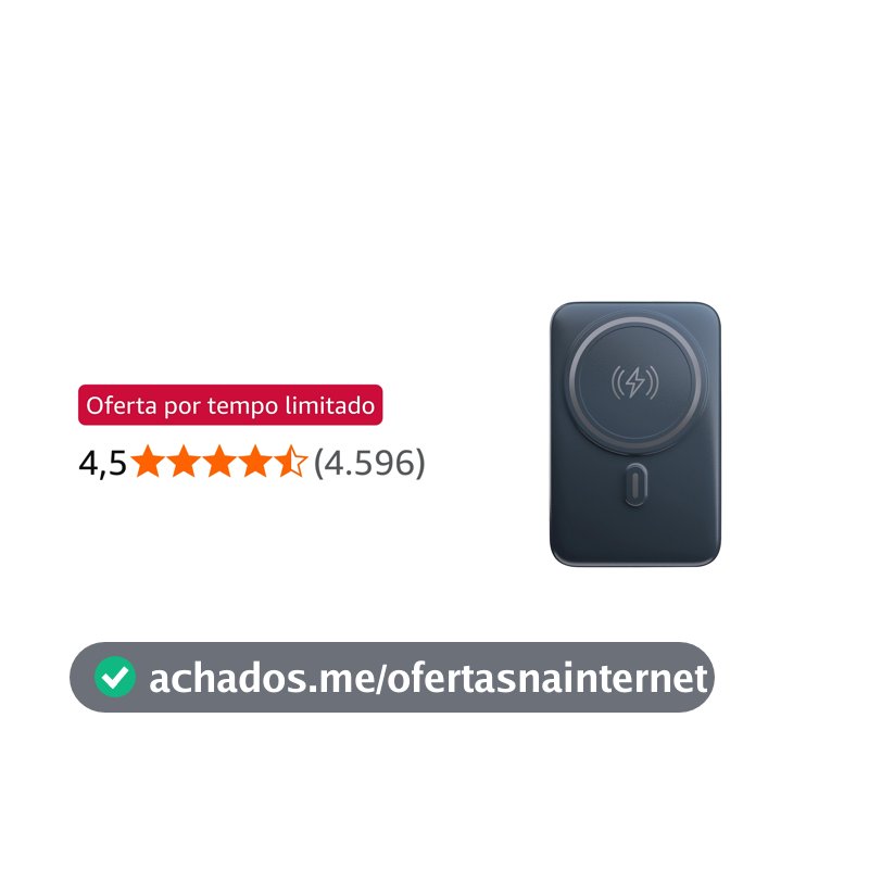Geonav Power Bank, Carregador Portátil Universal por Indução 10.000mAh, Carregamento rápido, Suporte Dobrável, Compatível com MagSafe®, PB10MAGSG, Cinza