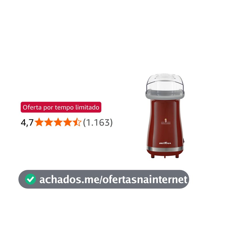 Britânia Pipoqueira, Poplite Inox Bpi01vi, Vermelho, 127V, 62551004 Plástico e Metal