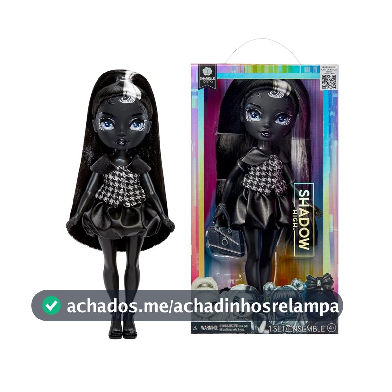 Rainbow High Shadow High Shanelle ônix - Boneca da Moda de 28 cm em tons de Cinza, cabelo Preto e Roupa, Bolsa estilosa, presente doce para crianças de 4 a 10 anos