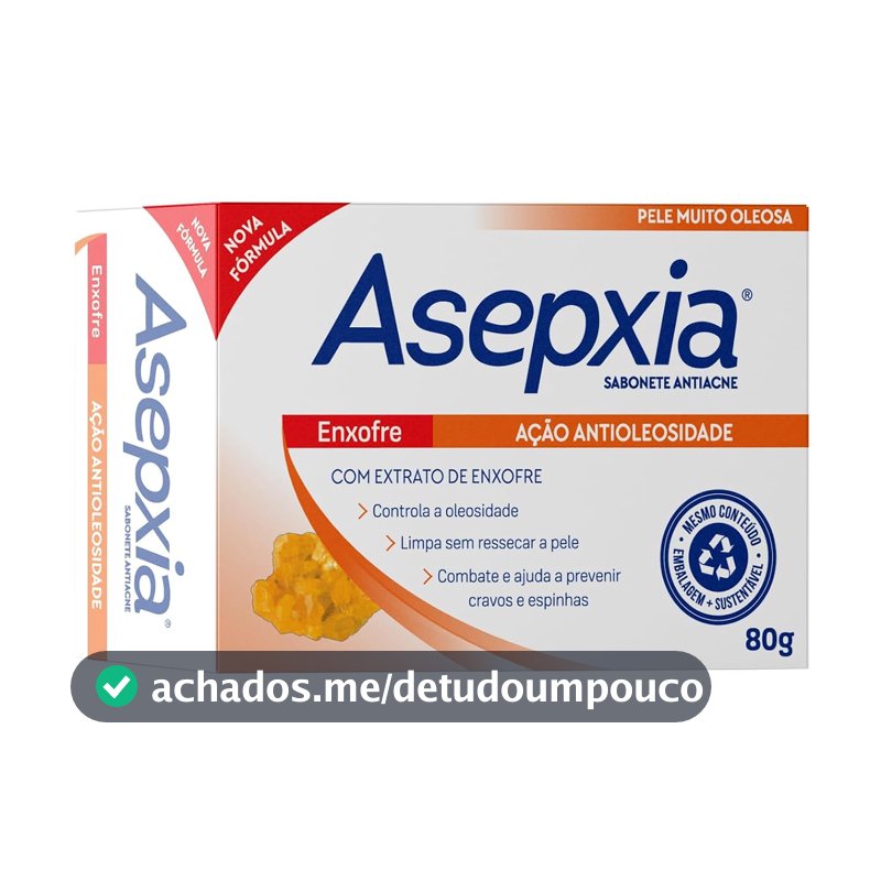 Asepxia Sabonete Facial Enxofre 80g - Antiacne Oleosidade e Cravos Espinhas