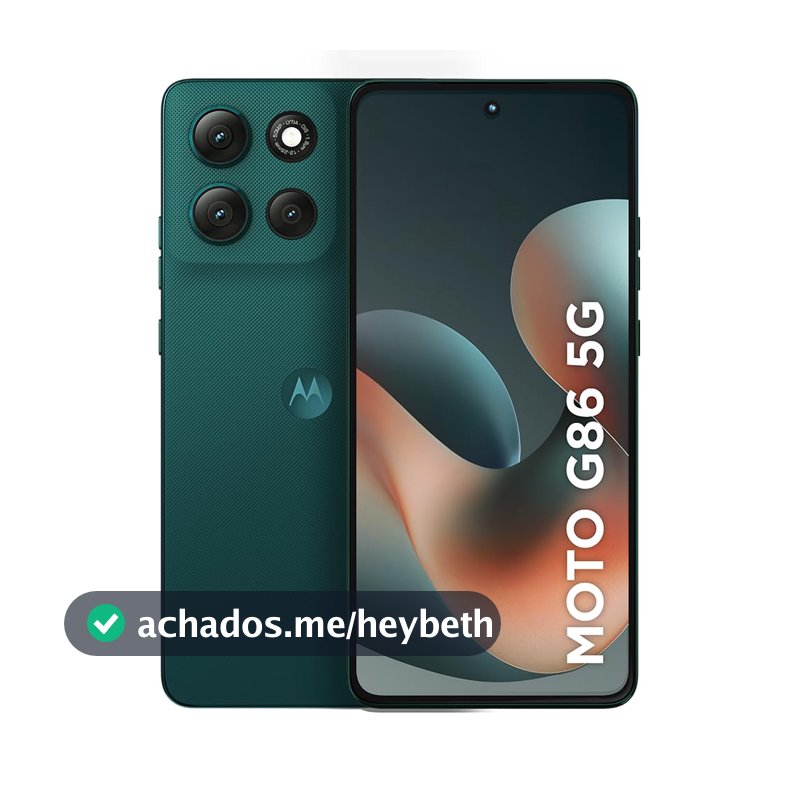 Smartphone Motorola Moto g86 5G - 512GB 12GB RAM+12GB Ram Boost Tela 1.5K pOLED, 50MP Sony camera OIS Moto AI, videos em 4K, IP68 + IP69 - Verde Escuro