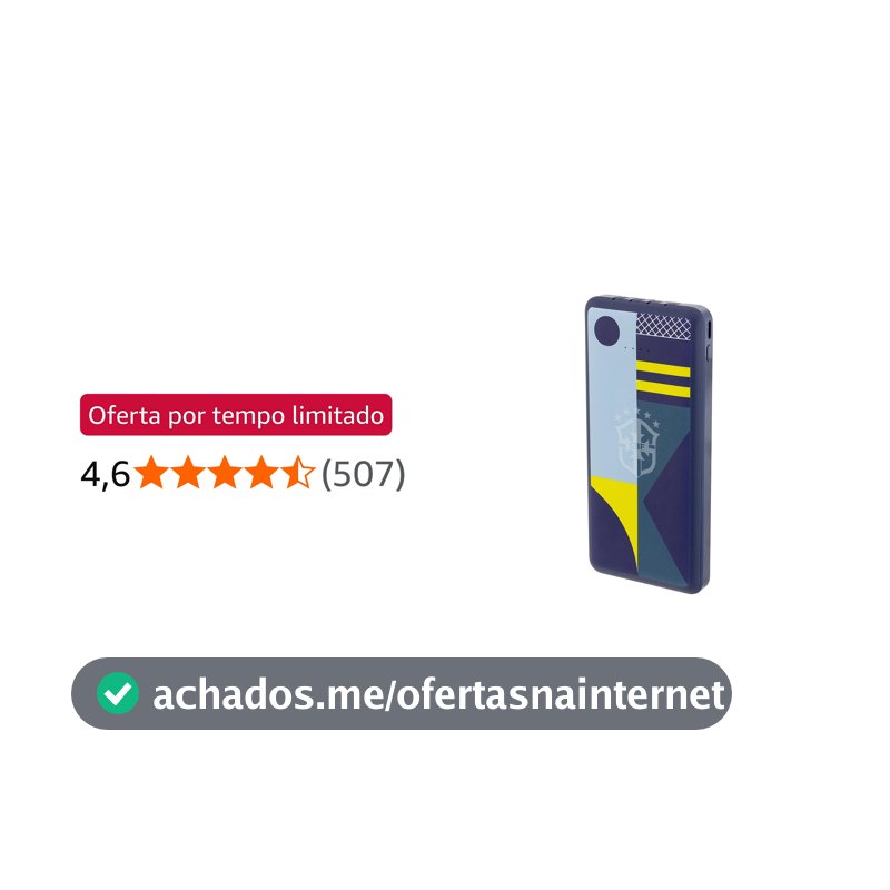 i2GO, Carregador Portátil (Power Bank), 10000mAh, 4 em 1 Com Cabos Acoplados (Micro USB, USB-C, Lightning e USB-A) Linha Exclusiva Seleção Brasileira