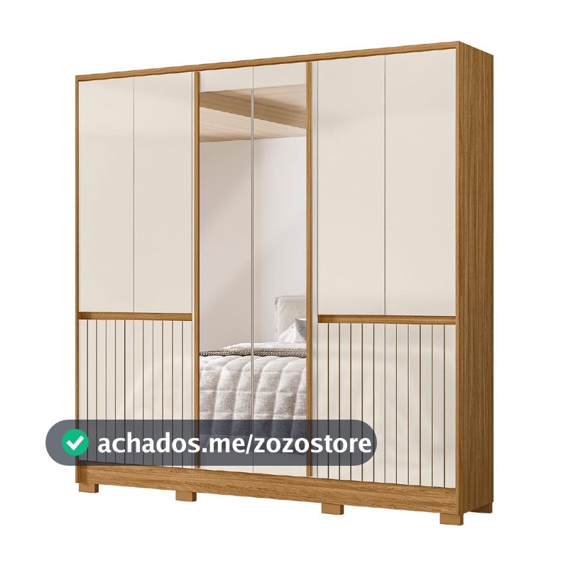 Guarda-roupa Casal com Espelho 4 Gavetas 10 Portas Moval Móveis Crystal Alasca