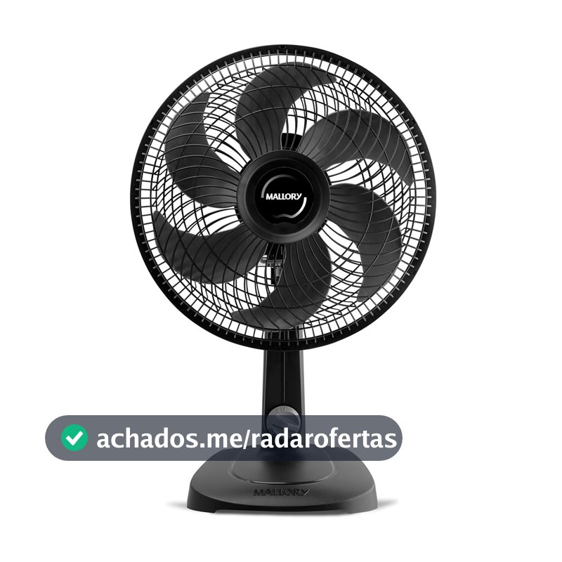 Ventilador de Mesa Mallory Turbo Compact 30 cm, Silencioso, Hélice de 6 pás, Grade Especial em Sistema TS, Máxima Vazão e Mínimo Ruído -127V
