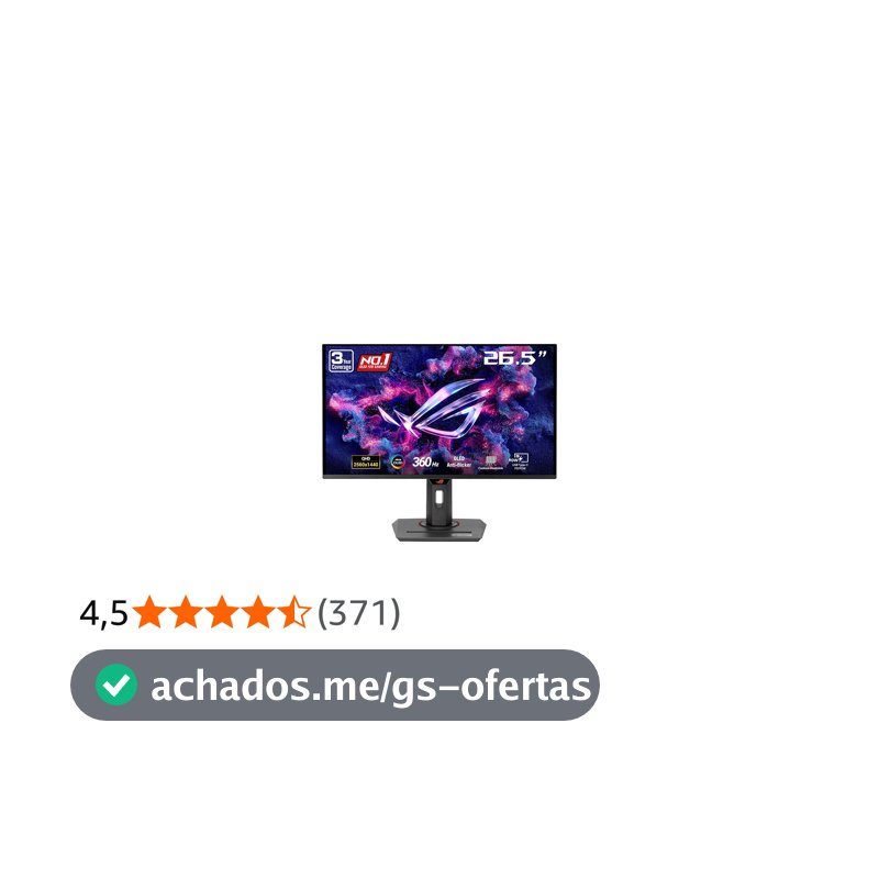 ASUS Monitor de jogos ROG Strix 67.3 cm 1440P QD-OLED (XG27ACDNG) -QHD (2560x1440), 360Hz, 0,03ms, dissipador de calor personalizado, OLED Care+, compatível com G-SYNC, 99% DCI-P3, DisplayWidget, AI