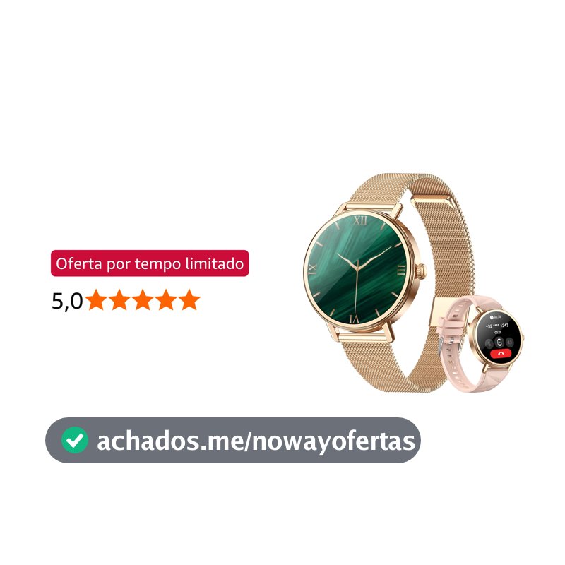 Blackview Smartwatch Redondo Feminino 1.26" - Chamadas Bluetooth, 100+ Esportes, 2 Pulseiras, Cores Elegantes: Preto, Dourado e Prata - Android/iOS