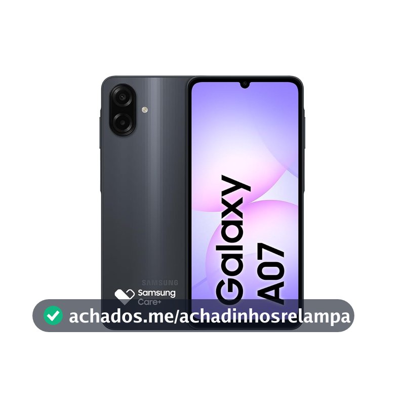 Celular Samsung Galaxy A07 128GB, 4GB, Câm. 50MP, Tela 6.7"- Preto
