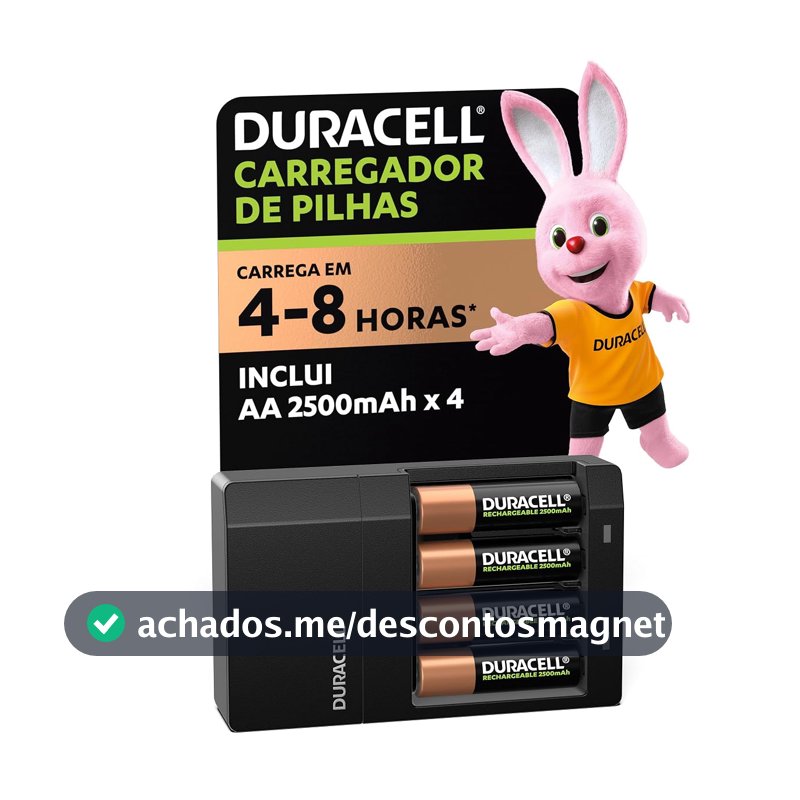 Duracell Carregador de Pilhas Recarregáveis AA e AAA Com 4 Pilhas AA Inclusas – Bivolt