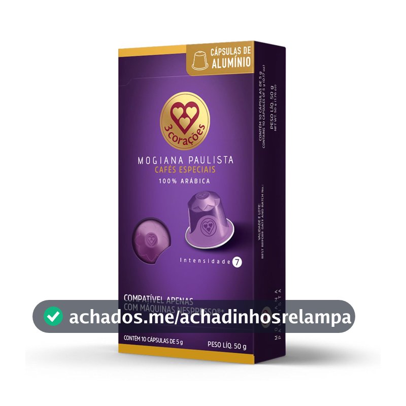 3 Corações Cápsulas de Café Mogiana Paulista, Compatíveis com Nespresso, contém 10 cápsulas