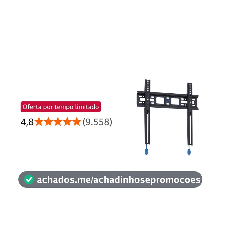 ELG, N01V4, Suporte Fixo de Parede para TVs de 32" a 77", Compatível com TVs Curvas e Planas, Feito em Aço Carbono, Suporta Até 50kg, Preto