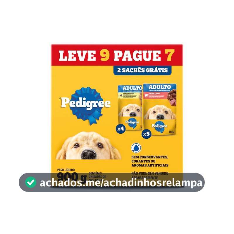 Pack Ração Úmida Pedigree Sachê Carne e Frango para Cães Adultos - Leve 9 Pague 7