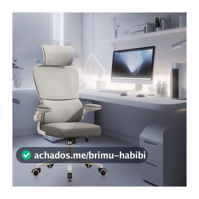 Cadeira de escritório com design ergonômico conforme NR-17, suporte lombar independente, malha respirável e encosto de cabeça ajustável,Python Fly (Cinza)