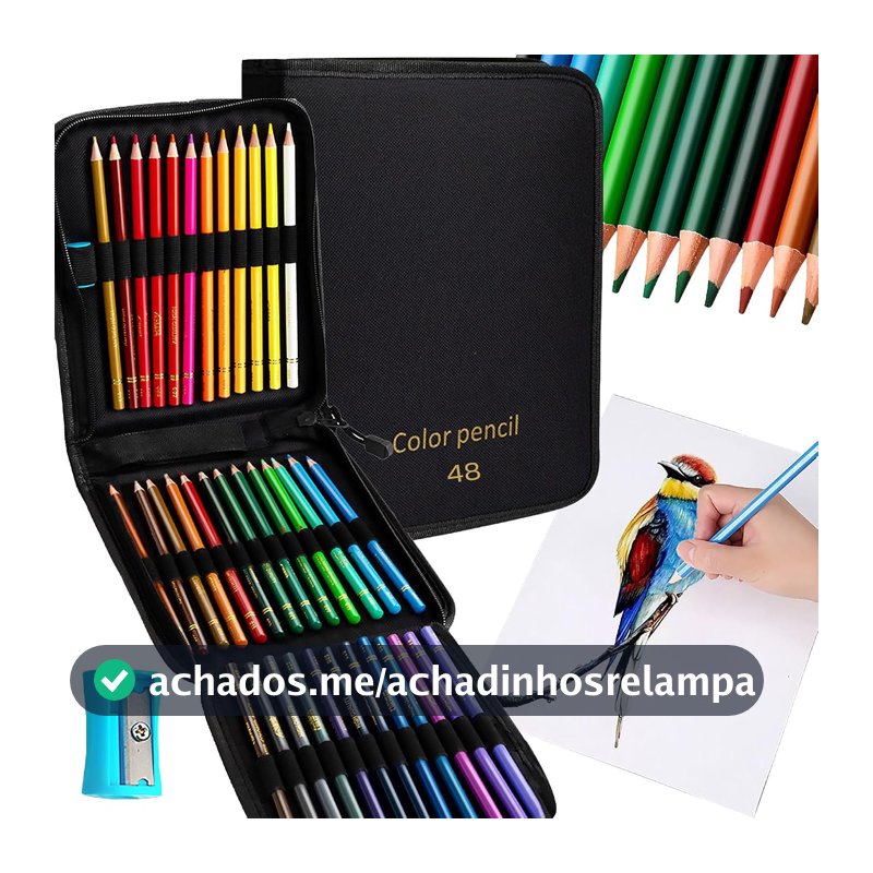 Lapis de Cor Profissional, 48 Cores Mais Vivas, com Estojo Portátil, Lapis de Colorir Macio e Aveludado para Desenho, Pintura, Esboço e Escrita, Presente Criativo para Adultos e Iniciantes