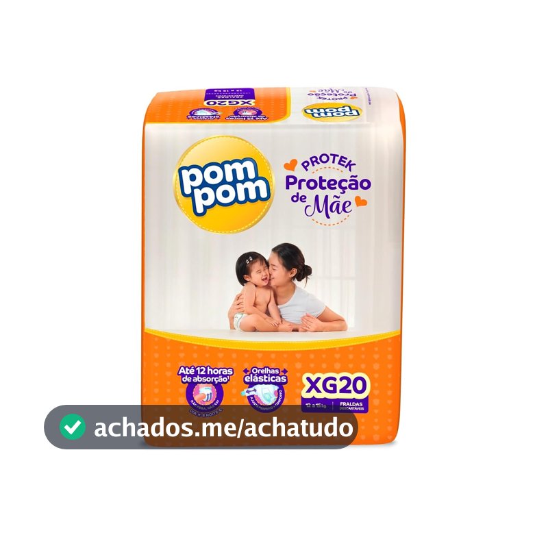 Fralda Pom Pom Protek Proteção de Mãe Jumbo XG 20 Unidades