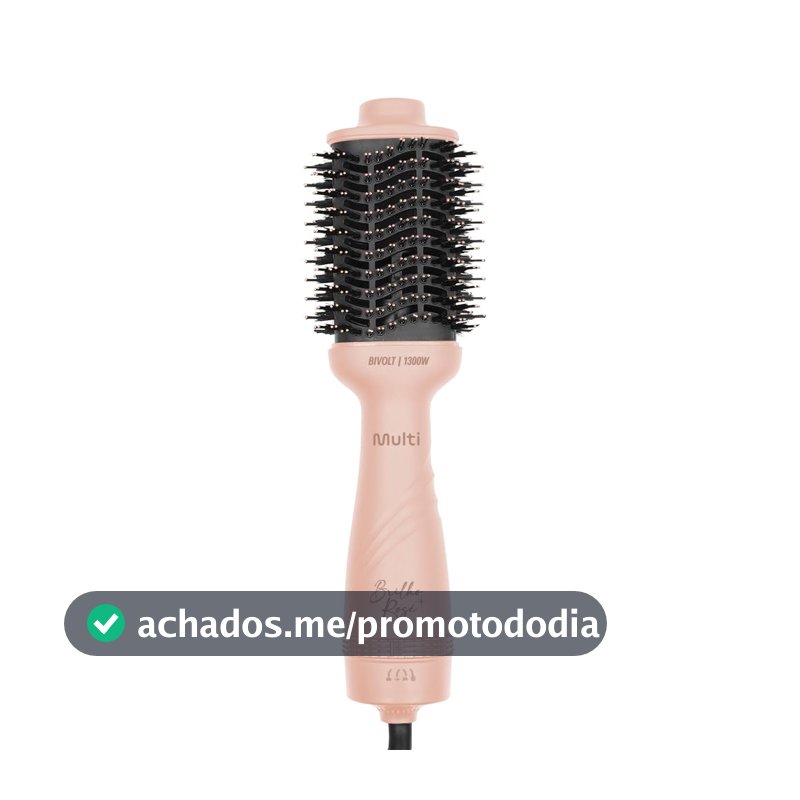 Escova Secadora Multi Care Brilho Rosé 1300W 3 Temperaturas Nanoceramic Glass Oval 2 em 1 Bivolt - EB200