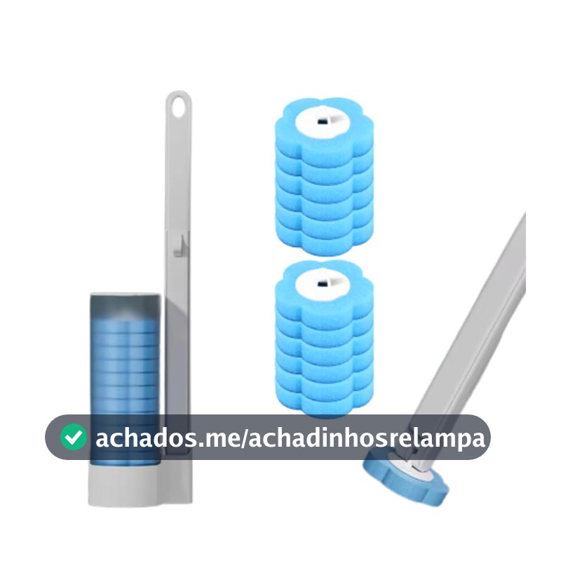 Escova de Limpeza Sanitária com 12 Refis Descartáveis Design Ergonômico Limpeza Profunda Sem Danos ao Vaso Sanitário Refil Descartável