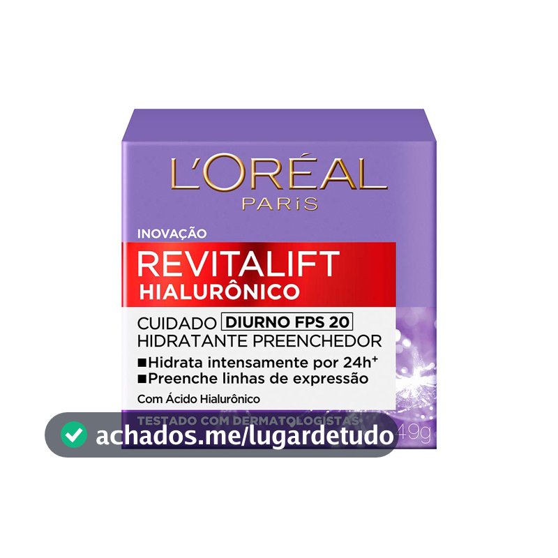 L'Oréal Paris Revitalift Hialurônico Creme Hidratante Facial Antirugas Diurno, Reduz Linhas Finas, Uniformiza a Pele, Melhora a Textura e Firmeza, 49g