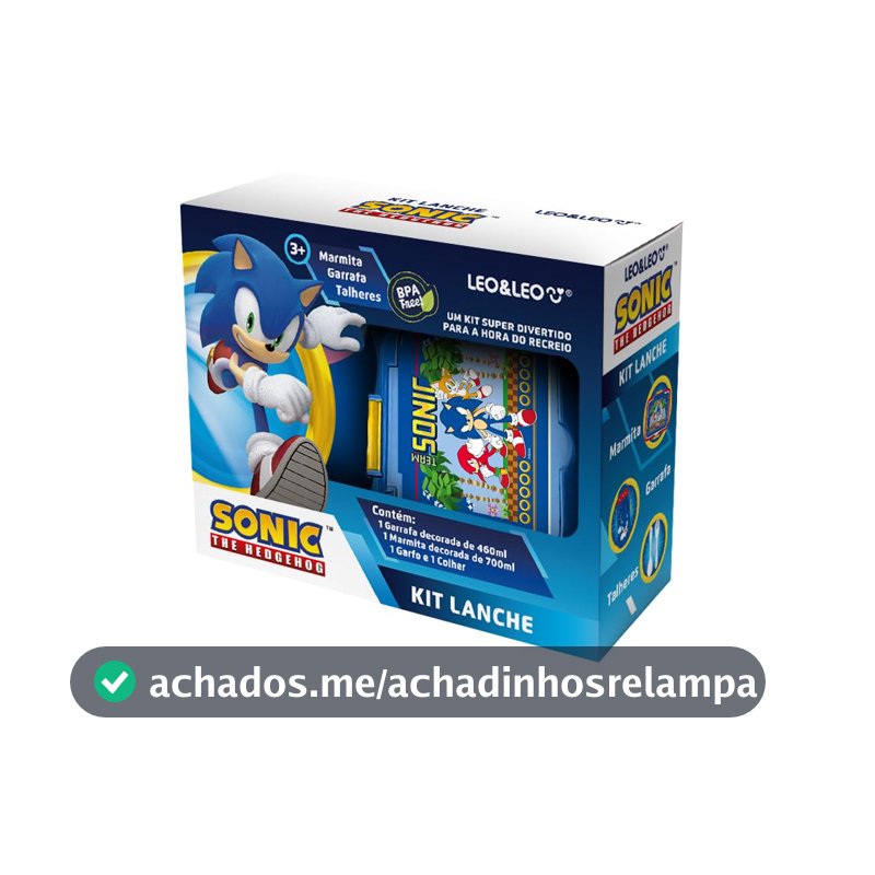 KIT LANCHE SONIC GARRAFA PLÁSTICA 460ML + MARMITA 700ML - CAIXA C/ 1 KIT LEO&LEO