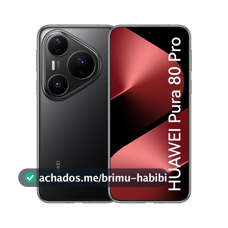 Smartphone, HUAWEI Pura 80 Pro 12GB+512GB, Câmera Ultra-iluminação de 1 Polegada, Câmera Teleobjetiva Macro Ultra-iluminação, Cancelamento de Ruído por IA, 5170 mAh, Dual SuperCharge,Celular Preto
