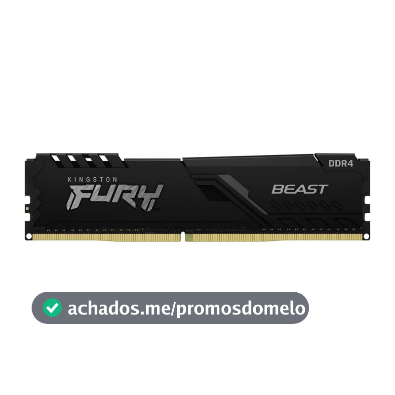 MEMÓRIA KINGSTON FURY BEAST DIMM DDR4 8GB 3200 MHZ KF432C16BB/8 1,35V 1Rx 288 pinos Desktop Gamer