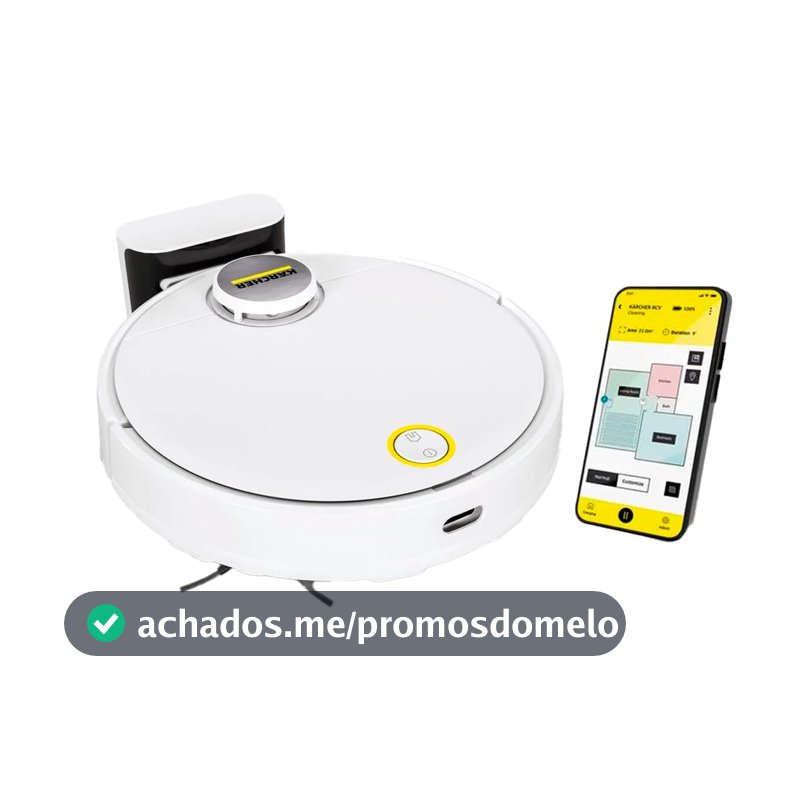 Kärcher Robô Aspirador de Pó RCV 3 com Mapeamento Inteligente, Aspira e Passa Pano. Controle via Aplicativo. Autonomia de 120 min. Navegação a Laser LiDAR e Sensor 360° - Bivolt