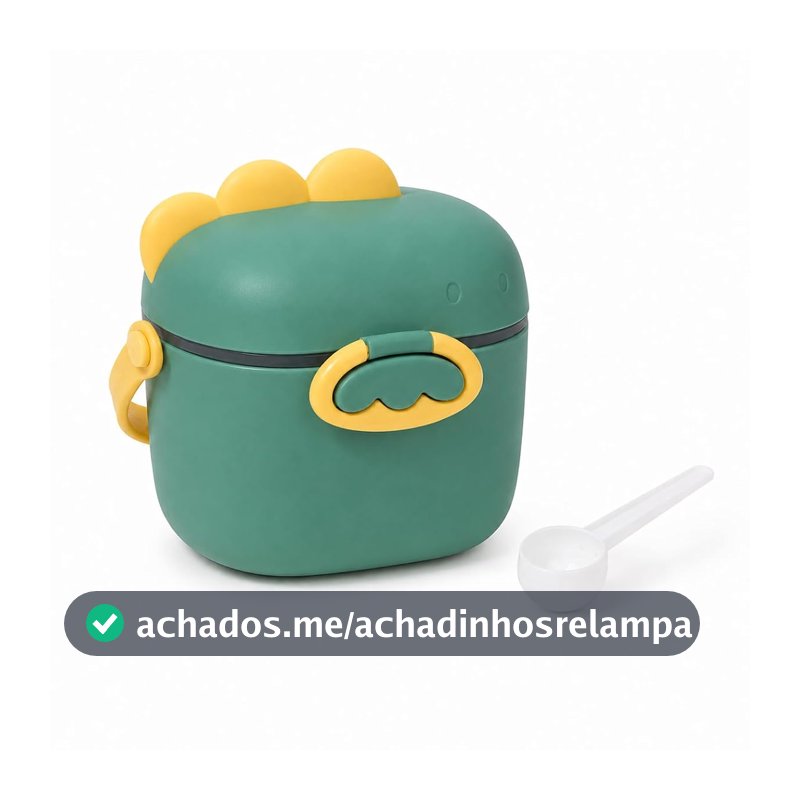 Porta Leite em Pó Bebê com Dosador Formato Dinossauro 400ml Verde