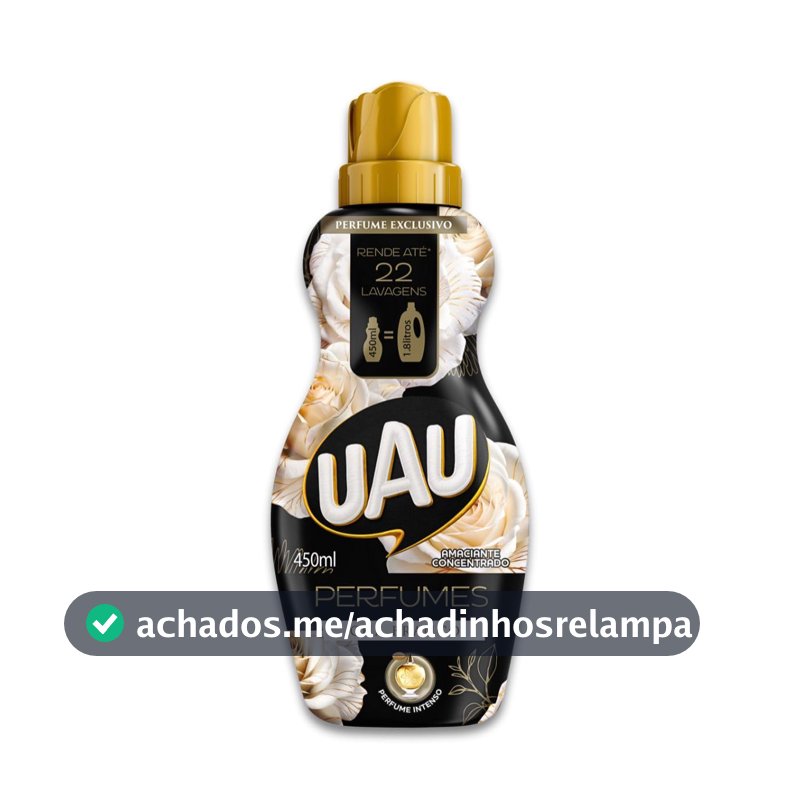 Amaciante de Roupa Concentrado Uau, Perfume Chá Branco, 450ml