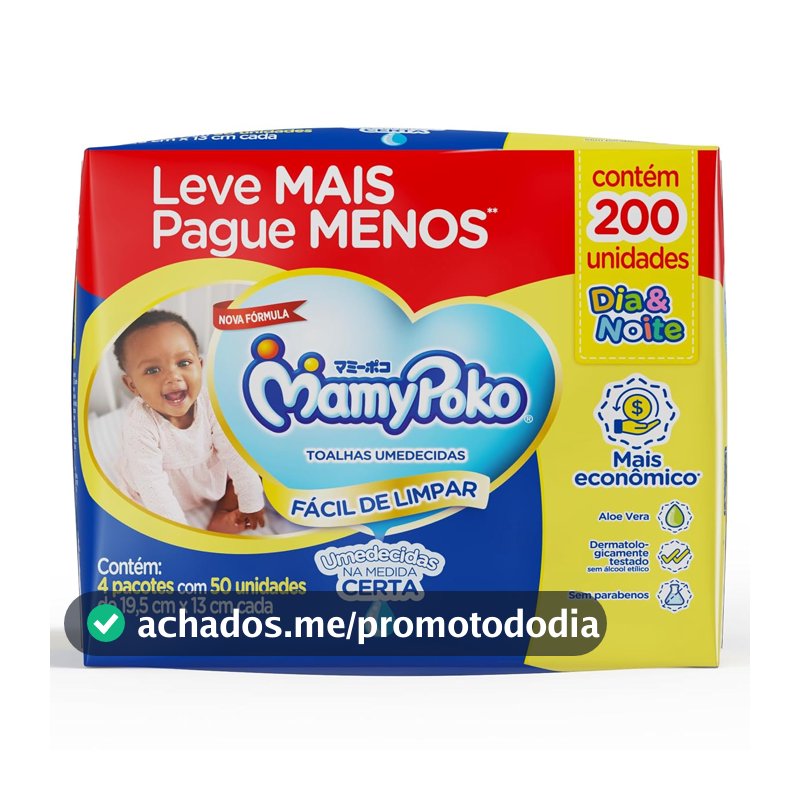 MamyPoko Lenços Umedecidos Dia&Noite 200 Unidades