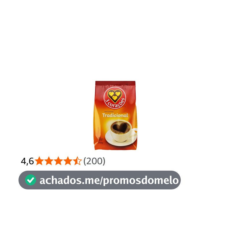 3 Corações Café Torrado E Moído Tradicional Pacote 250G