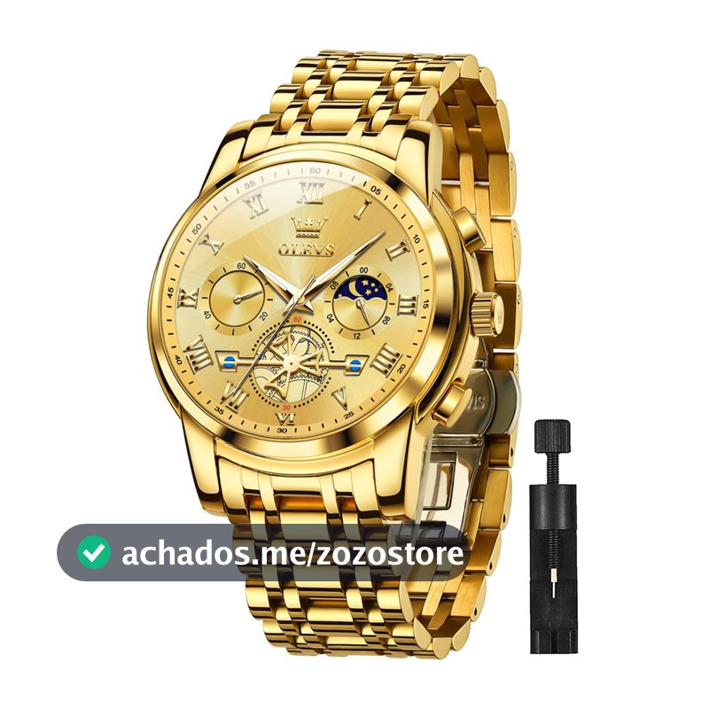 OLEVS relógio masculino cronógrafo profissional - quartzo com data, pulseira em aço inoxidável, resistente à água 30m e luminoso - presente executivo