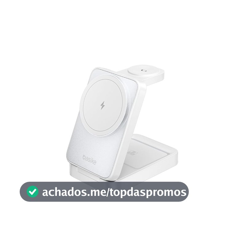 Basike Carregador Sem Fio 3 em 1 Magnético Dobrável Portátil Luz Noturna