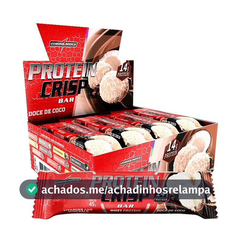 Integralmédica - Barra de Proteína Whey Protein Crisp Bar Doce de Coco - Snack Proteíco - Pré e Pós-Treino - Display com 12 Unidades