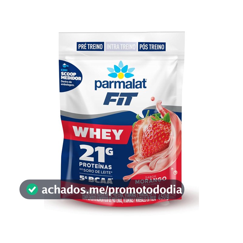 Whey Protein Concentrado Morango Parmalat Fit 450g