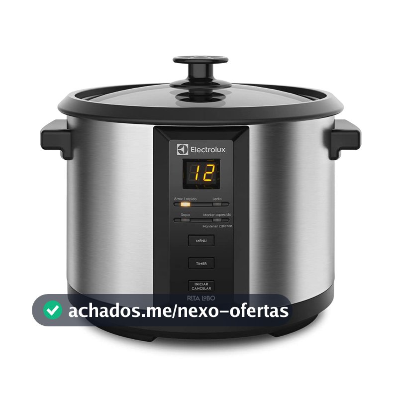 Electrolux Panela Elétrica vapor arroz capacidade 1,8L 10 xícaras 4 funções pré-programadas timer panela removivel antiaderente tampa vidro ECC20 inox 220v por Rita Lobo