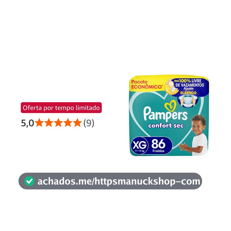 Fralda Pampers Confort Sec Tamanho XG, 86 Unidades