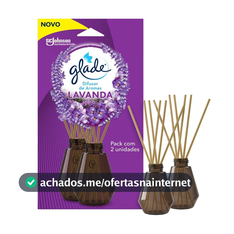 Glade Difusor de Ambiente Lavanda, 2 Unidades Frasco 100ml e 6 Varetas cada
