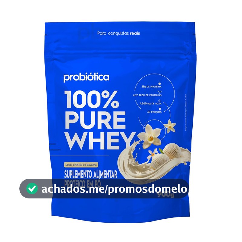 Probiótica 100% Pure Whey Nova Fórmula - 900G Refil Baunilha -