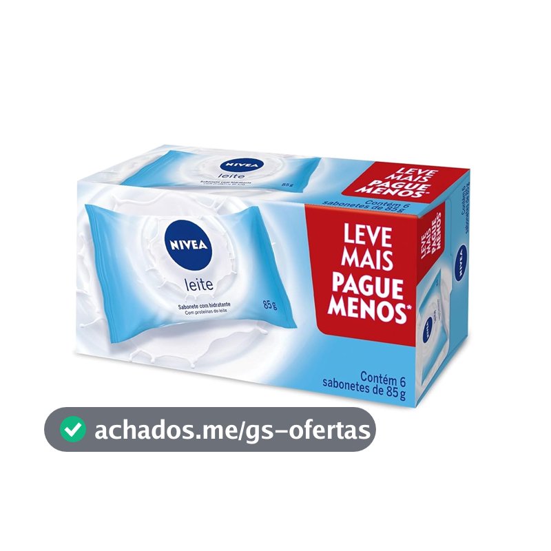 NIVEA Sabonete em Barra Hidratante Leite Promo 6 un. 85g - Com fragrância suave e espuma cremosa, esse sabonete limpa e mantém a pele hidratada após o banho